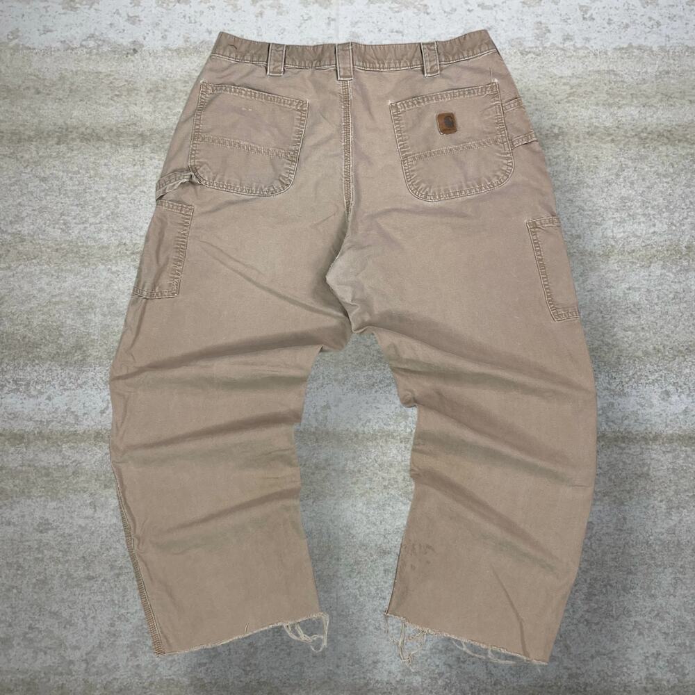 Vintage 90s Carhartt Carpenter Pants 38x28 Baggy Wide Leg Tan Canvas Dungarees